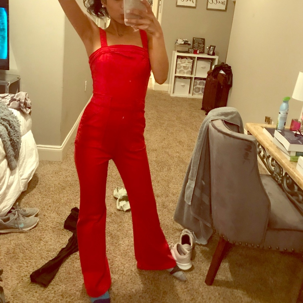 Red fitted jumpsuit